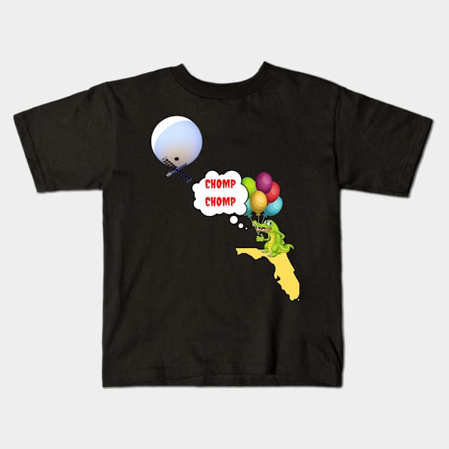 Chinese Spy Balloon Chomp, Chomp Florida Gator Kids T-Shirt by The Treasure Hut